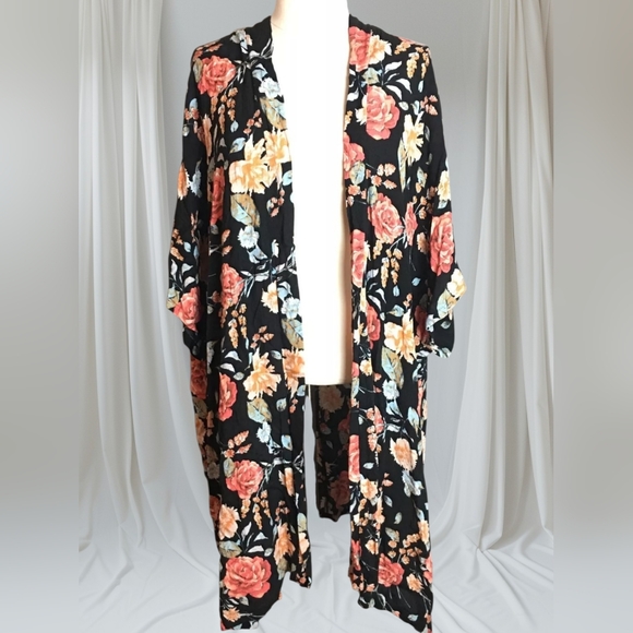 Forever 21 Kimono Cover Up Size Xl Xlarge 16 Open Top Dress Floral Design Swim - Picture 1 of 5